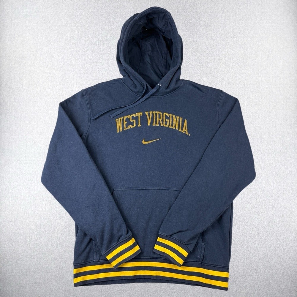 Nike Hoodie Mens Medium Blue West Virginia Mountaineers NCAA Fleece Pullover